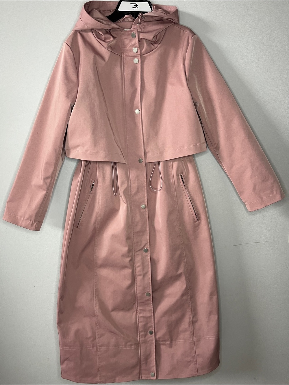 Anthropologie Avec Les Filles Hooded Maxi Rain Anorak rose pink rain trench coat